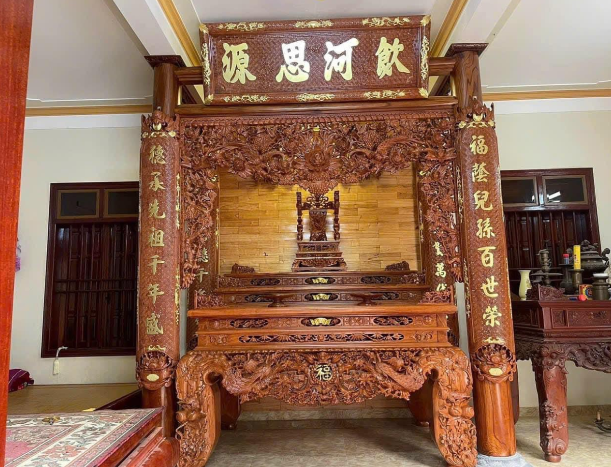 Combo phòng thờ gỗ hương đá sơn son thiếp vàng